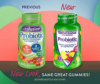 Probiotic Gummy Supplements, Raspberry, Peach and Mango Flavored Probiotic Nutritional Supplements, 70 Count
